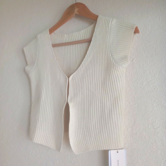 COPY - Commense short sleeve ivory knit cardigan - Picture 3 of 9